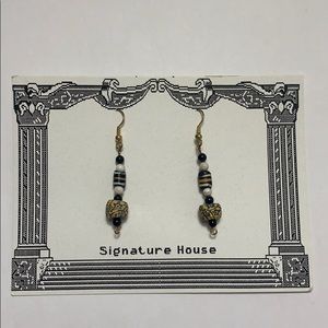 Antique African trade beads dangle earrings